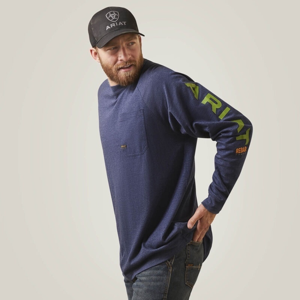 *nwt* Ariat Men's rebar cotton strong graphic ls tee